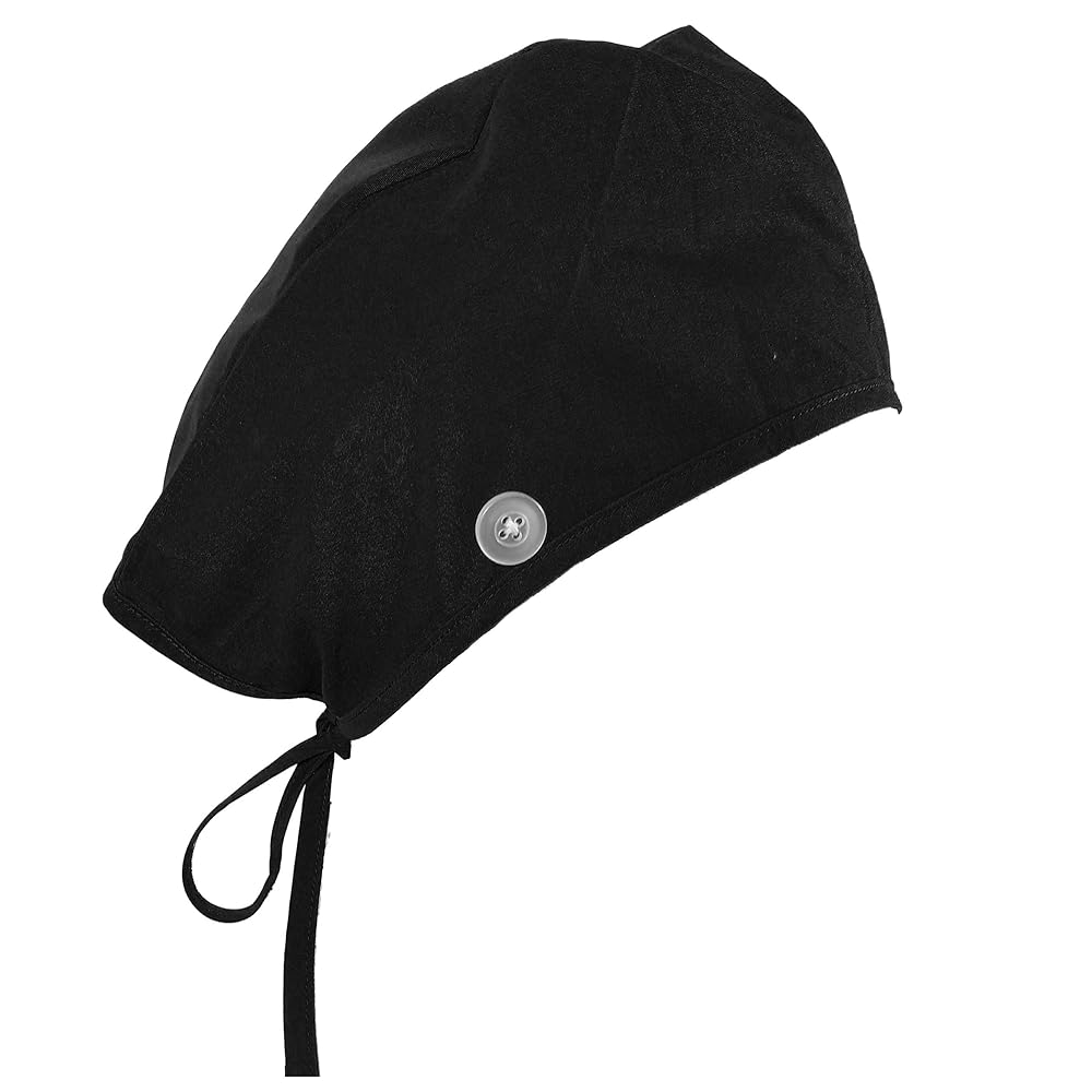 [ROMANTIC CROWN]★EARFLAP BUTTON BALL CAP Amazon.com: Black Scrub Cap with Buttons, Surgical Caps for